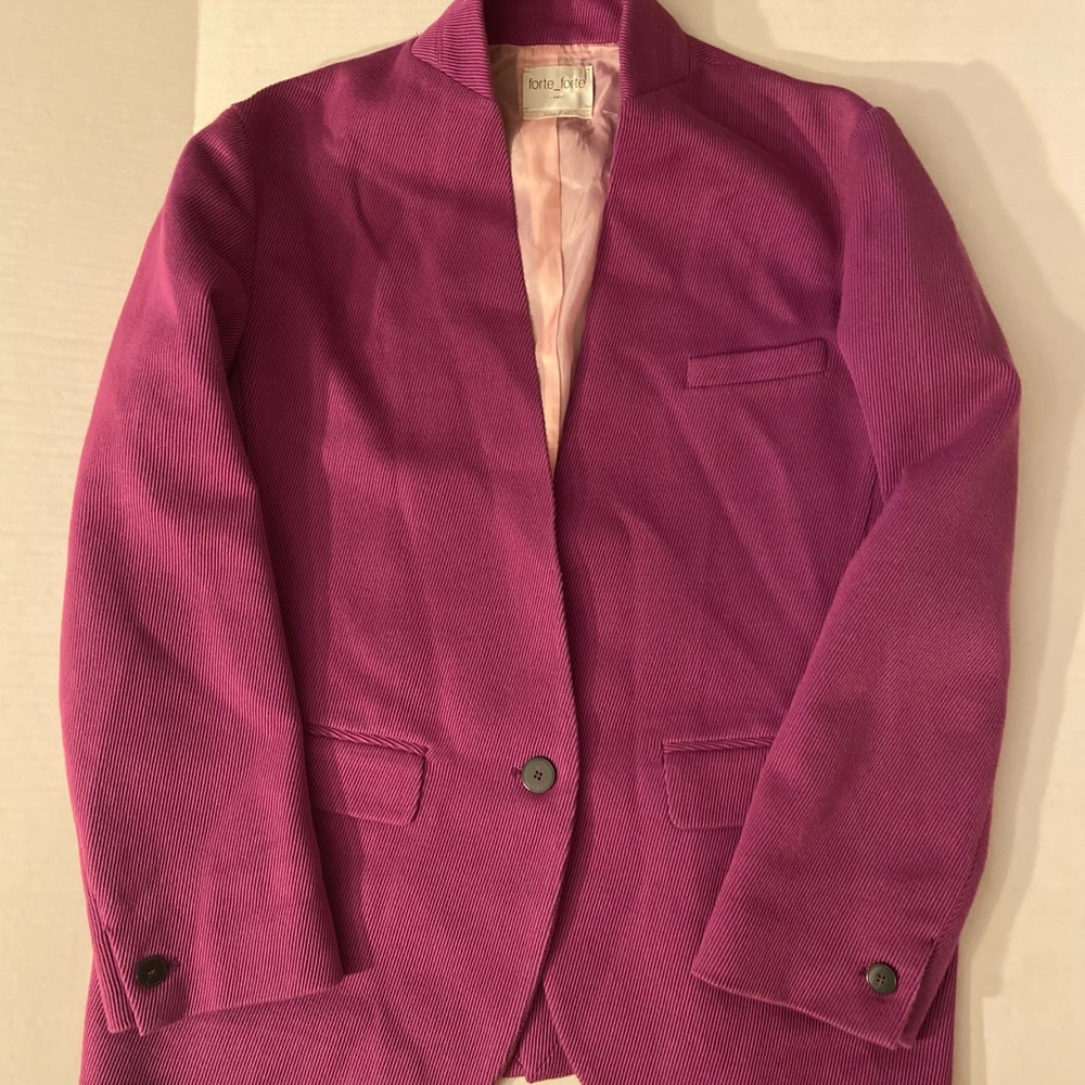forte_forte Single Button Wool Cotton Blend Blazer, Size 8